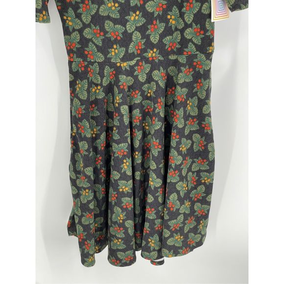 LuLaRoe Nicole Dress Women’s Size 2XL A line Holly Black Green Red Short Sleeve - Picture 3 of 12